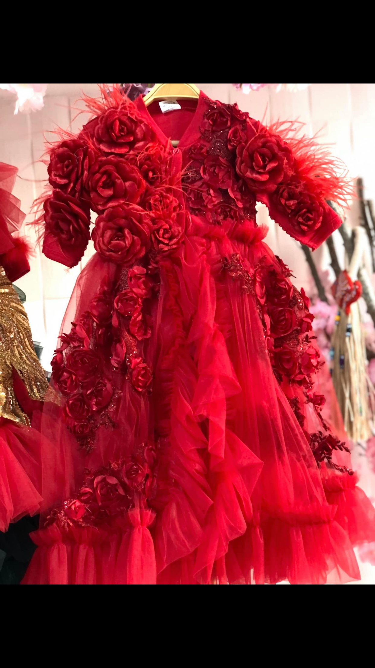 red flowers tullu long dress