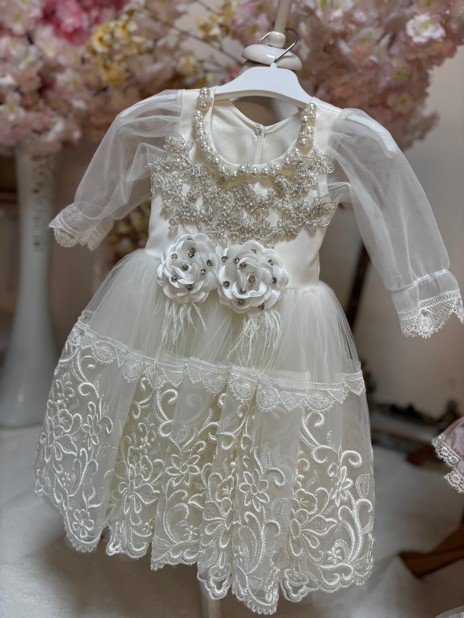 cream baby gown dress 6m
