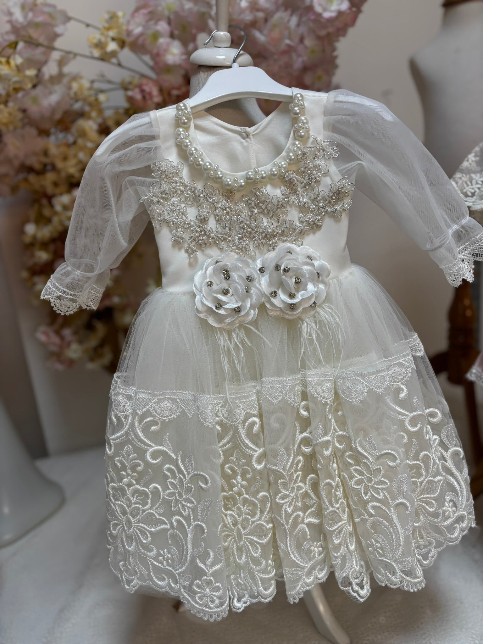 cream baby gown dress 6m