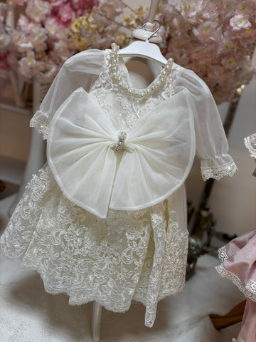 cream pearl baby gown dress 9m