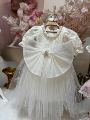 cream france lace dress gown 9m