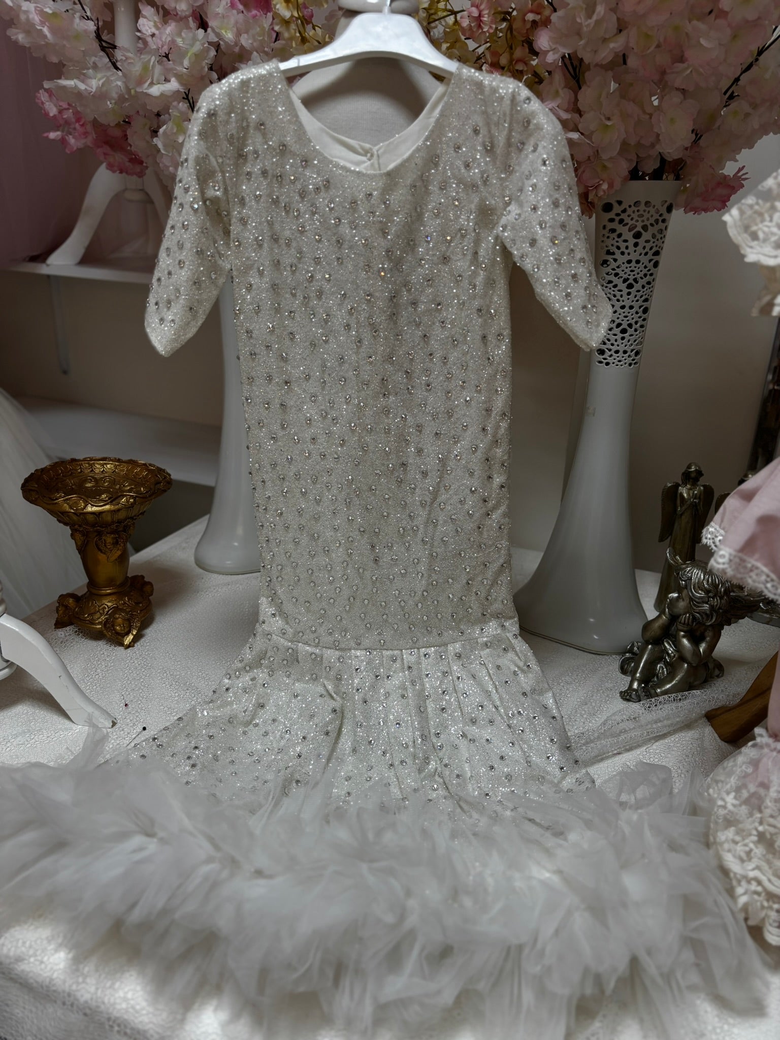 rhinestone long baby gown