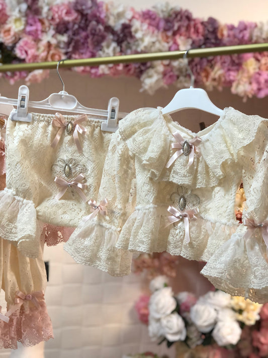lace fabric two pieces vintage outfıt wholesale 7 pcs