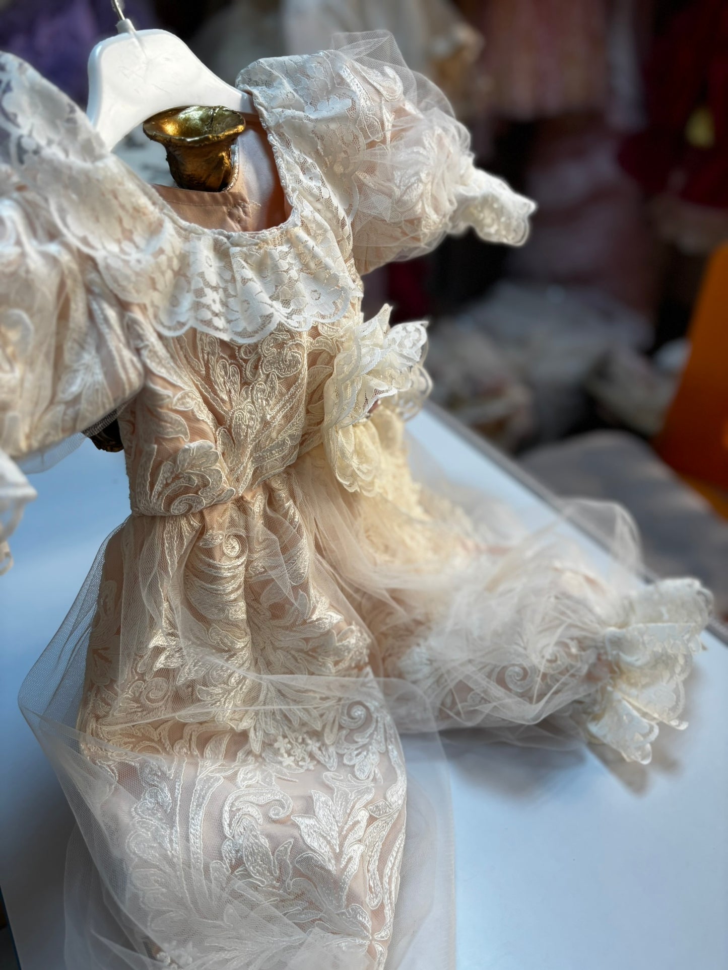 france lace light pink baby jumpsuit and bonnet wholesale 4 pcs