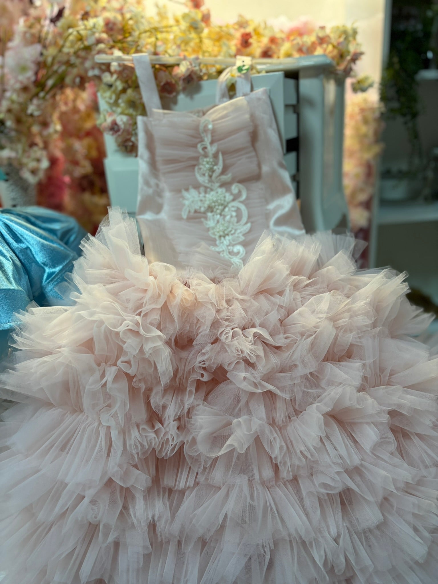 Ligt Pink Long Tulle Girl Dresses