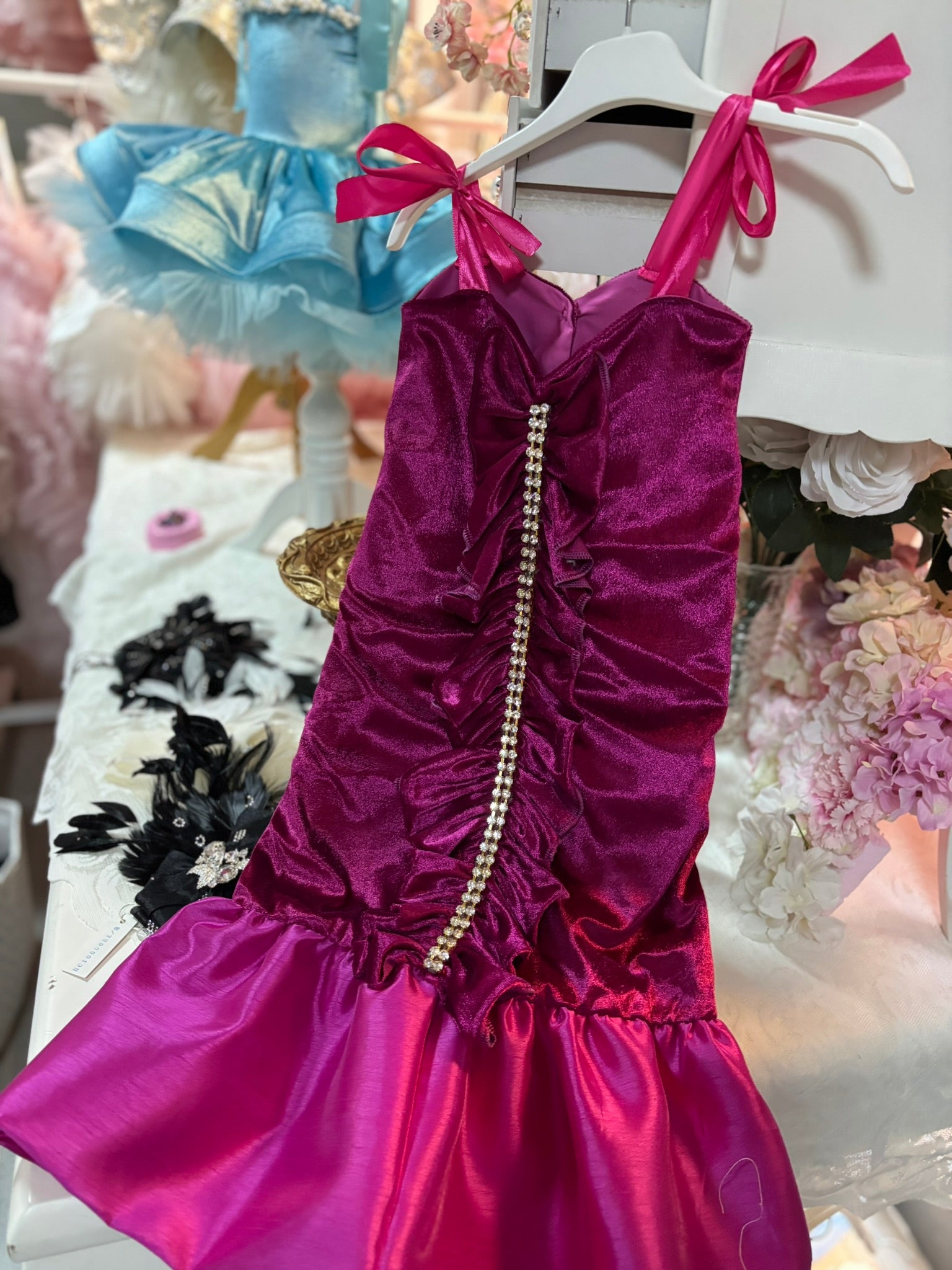 Purple Satin Fabric Long Dresses And Sleeves