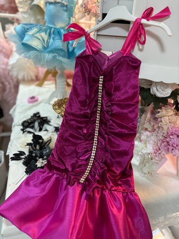 Purple Satin Fabric Long Dresses And Sleeves