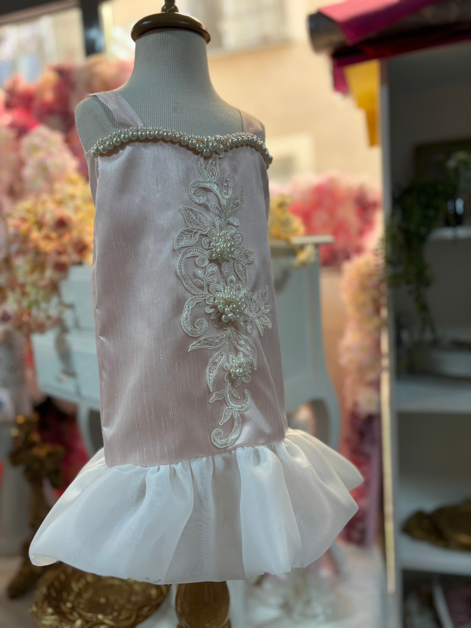 Short Dresses Light Pink Silk Fabric