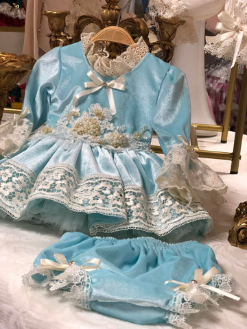 İvory Victorian Blouse Pants And Bonnet