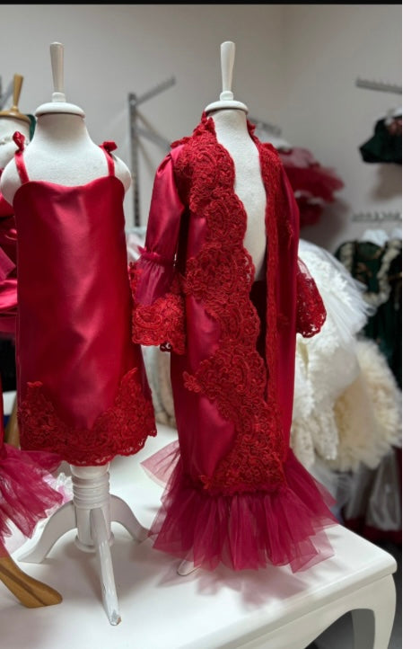 red holiday robe set