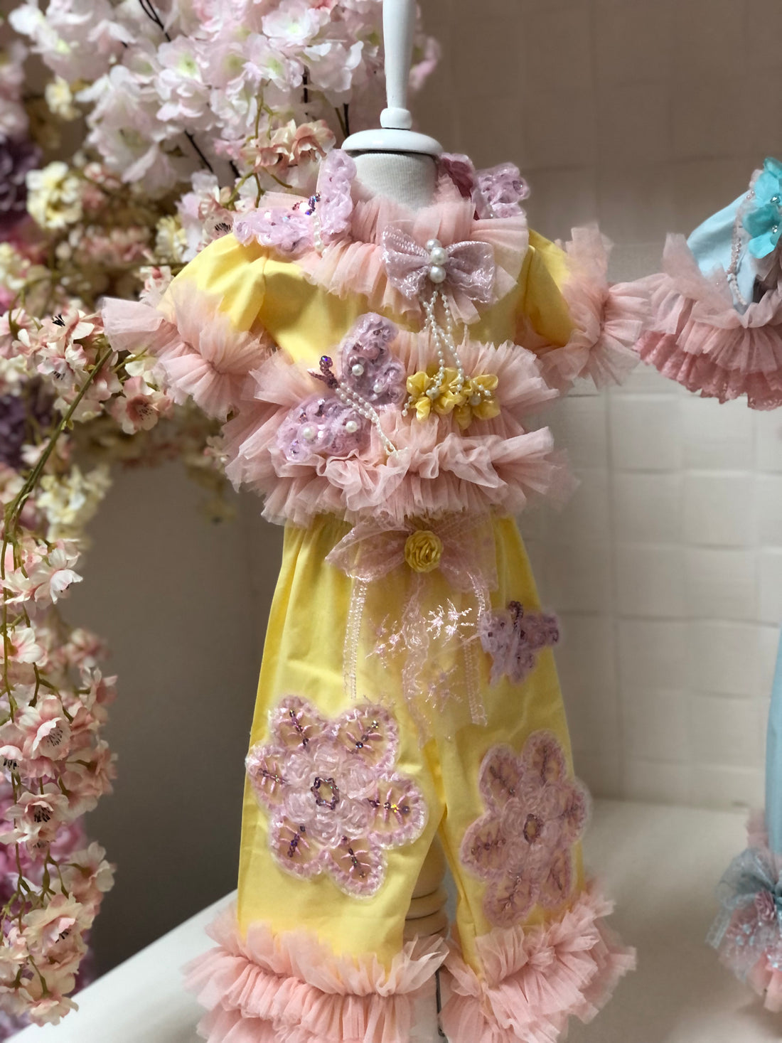 Yellow Coton Fabric Baby Girl Pants And Blouse Size 3month to 3 year