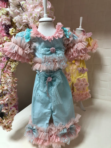 Mint Blue Baby Girl Coton Pants And Blouse 3 month to 3 year