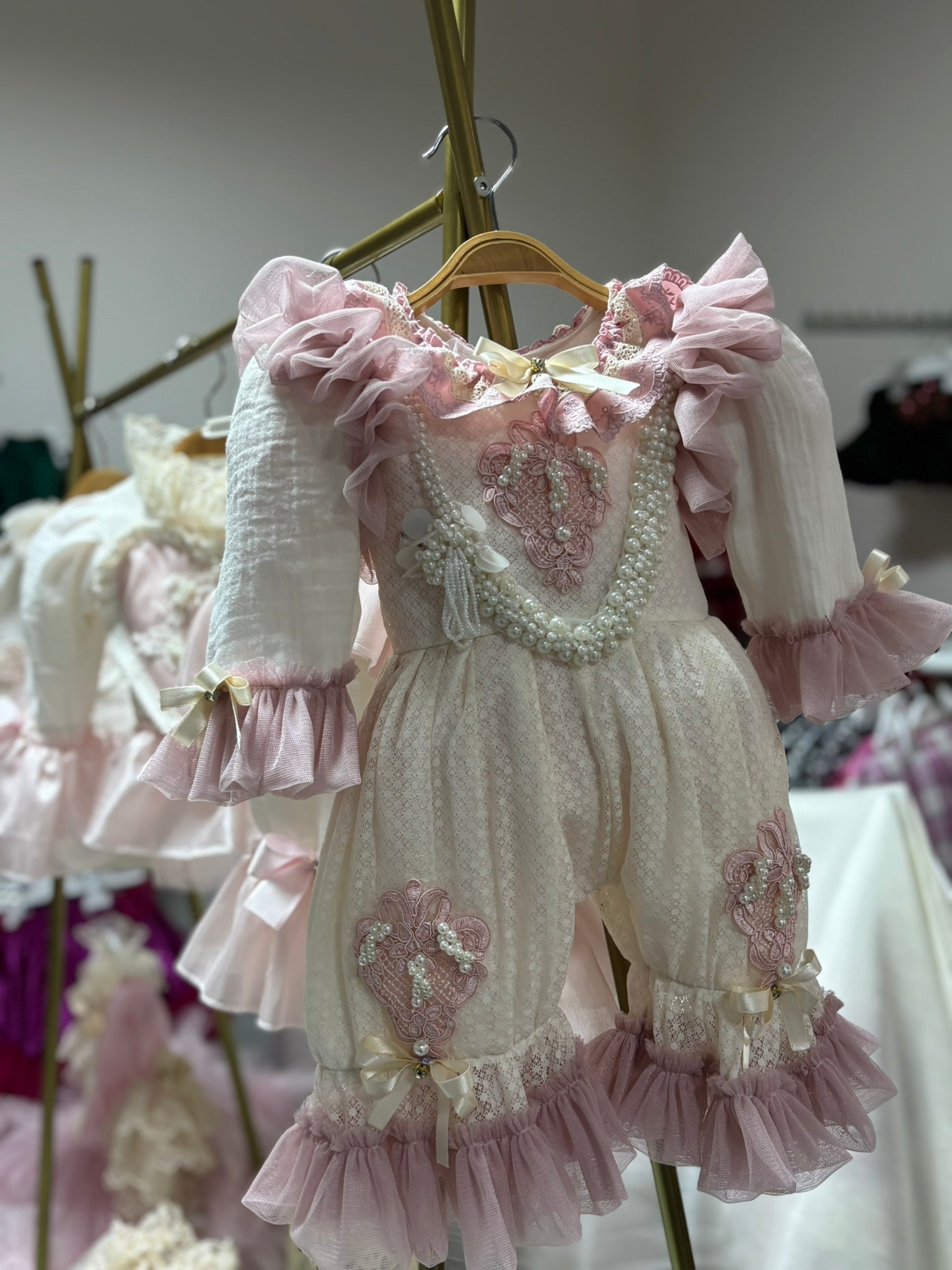 Vintage Pear Aplıque Jumpsuit Coton Fabric