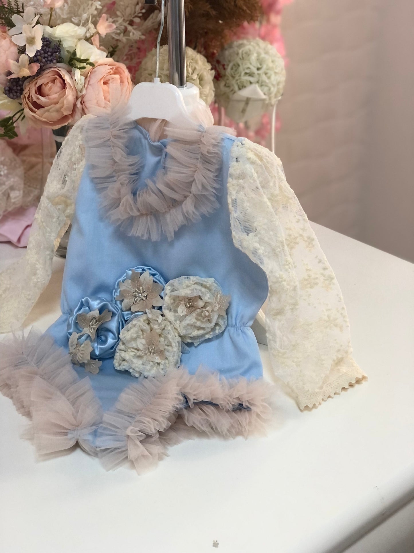 blue flowers romper