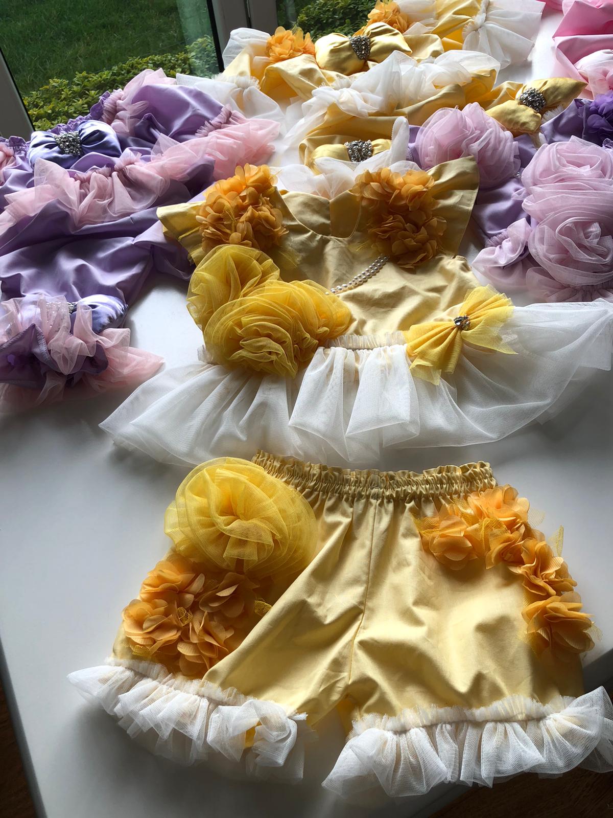 Yellow Girl Baby Sort Blouse Two PiecescOutfıt