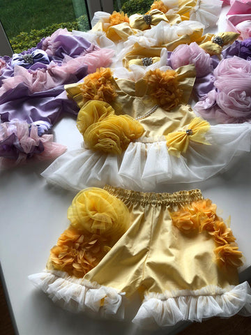 Yellow Girl Baby Sort Blouse Two PiecescOutfıt