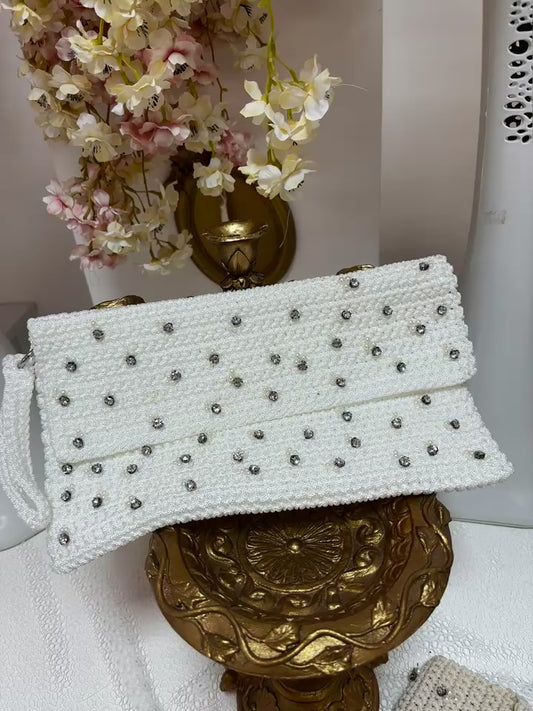 white woman bag knitwear