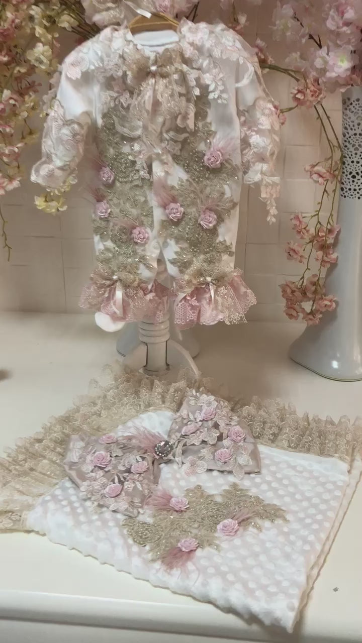 Baby Newborn Blankent Jumpsuit Hat 3 Pieces Set